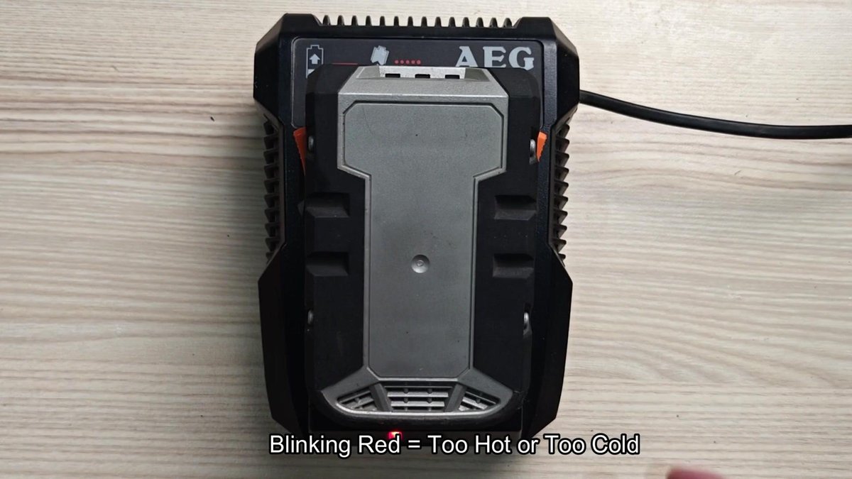 AEG charger with blinking red light
