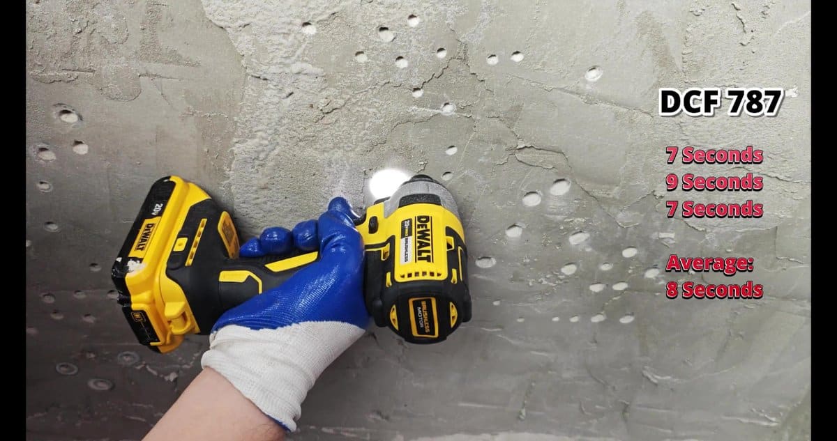 DeWalt DCF 787 drilling into concrete wall