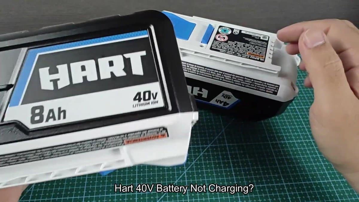 Hart 40V 8Ah battery on cutting mat