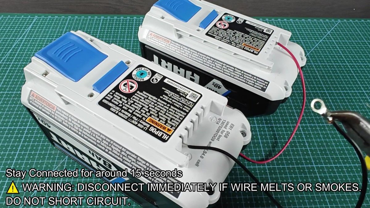 Hart 40V batteries with wires attached