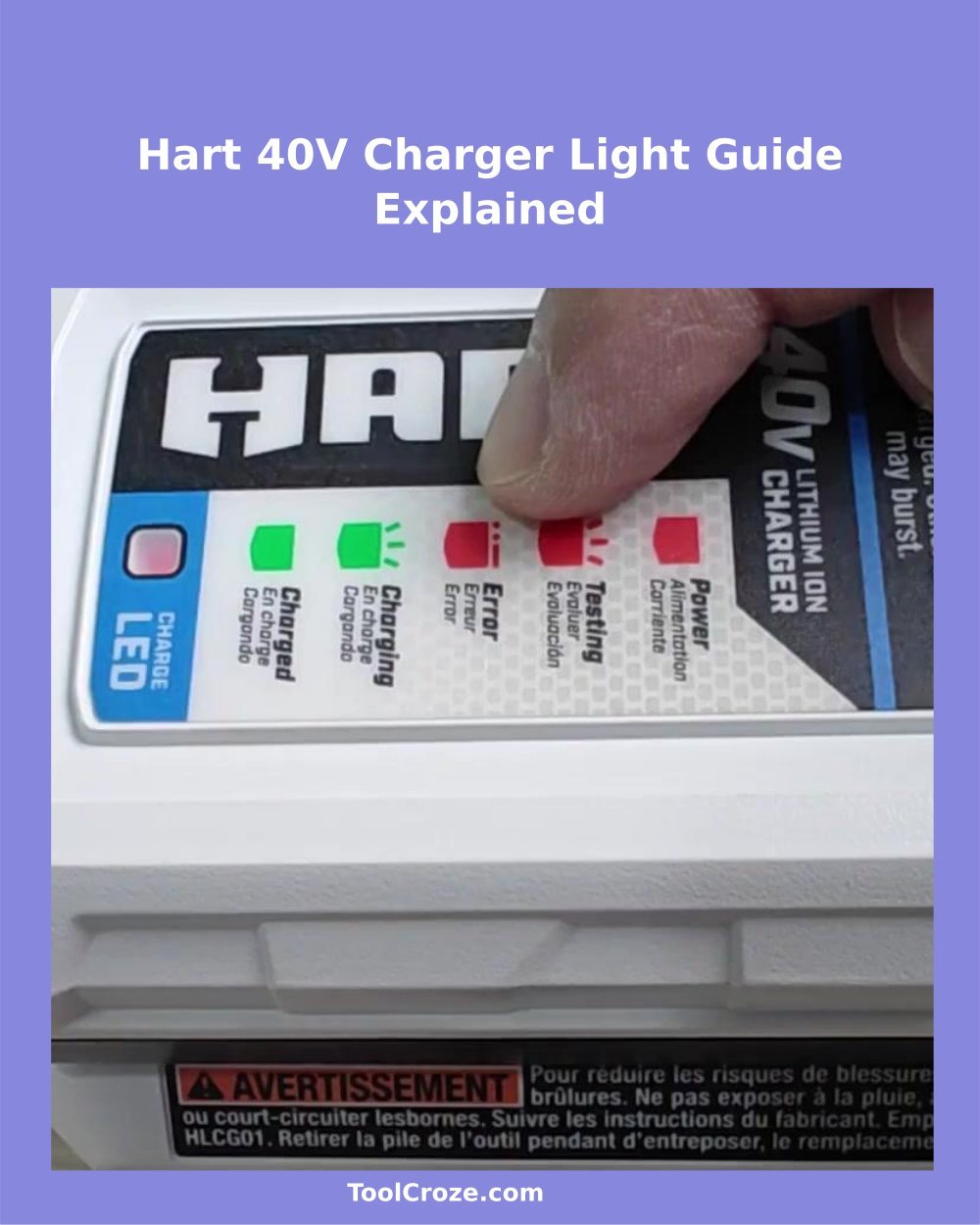 Hart 40V Battery Charger Light Meaning