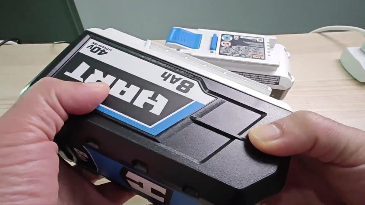 Hart 40V battery with blue and black design
