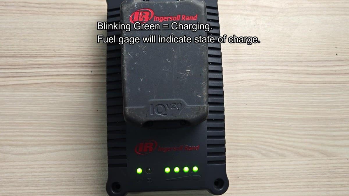 Ingersoll Rand charger with green lights blinking