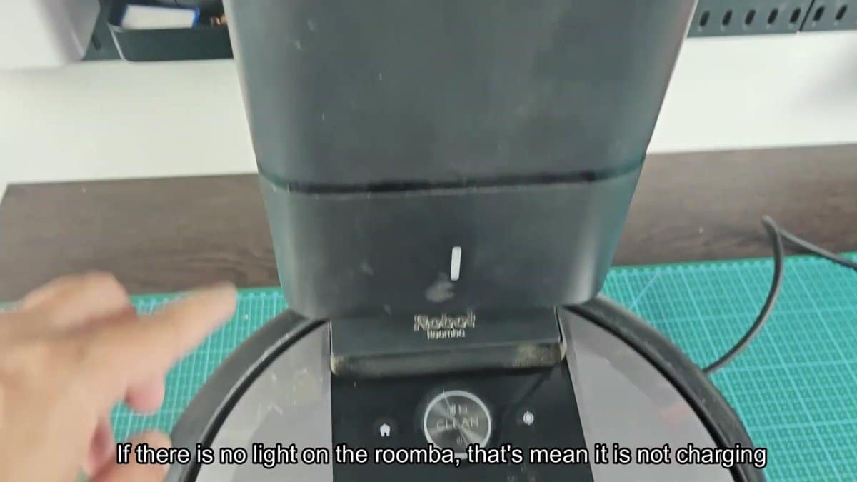 iRobot Roomba docked with no charging light indicator