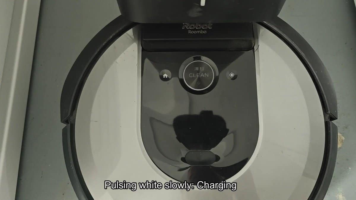 iRobot Roomba with pulsing white charging light