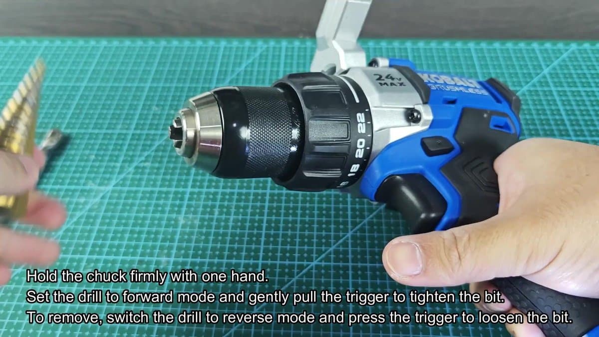 Kobalt 24V max drill on cutting mat