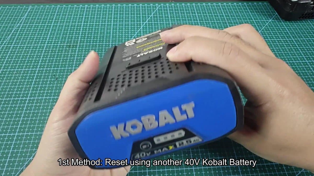 Kobalt 40V battery with blue label visible
