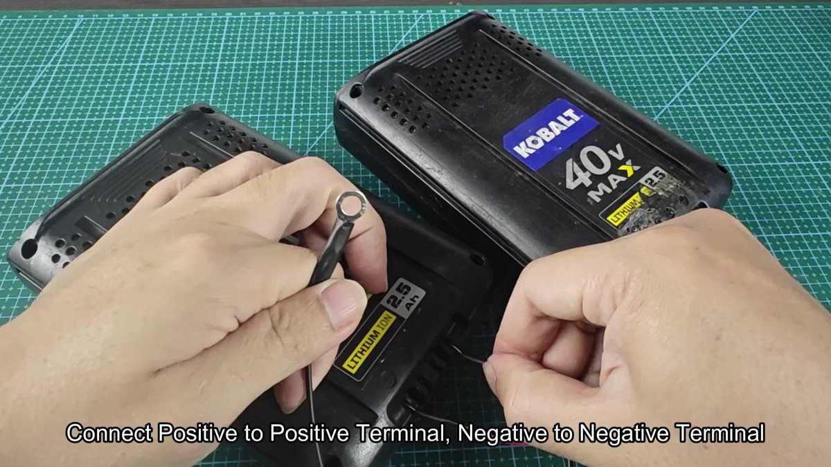 Kobalt 40V battery with cable connections