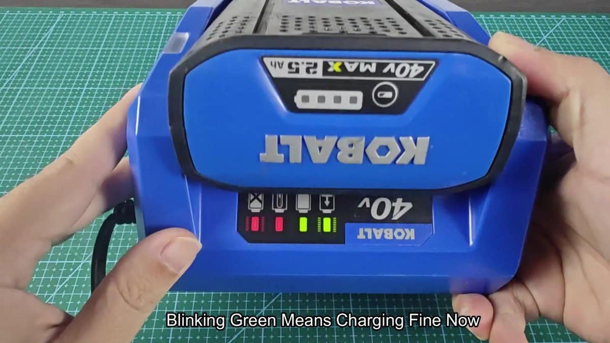 Kobalt 40V charger with blinking green light