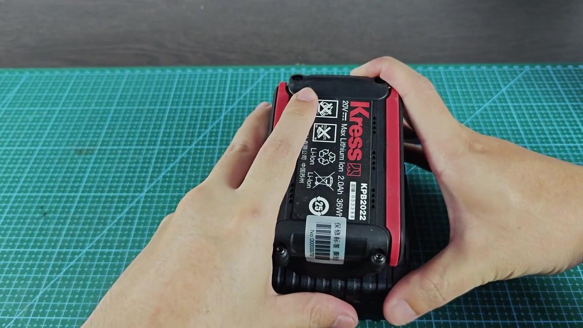 Kress 20V battery with specifications visible