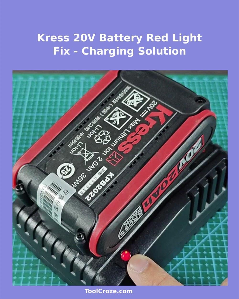 Kress KROSS Pack 20V Battery Charging Fix - Solid Red Light Meaning