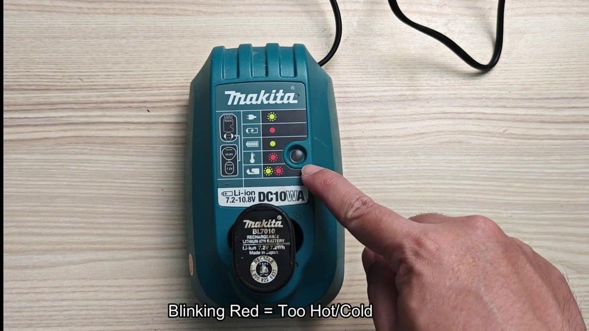Makita charger with blinking red light