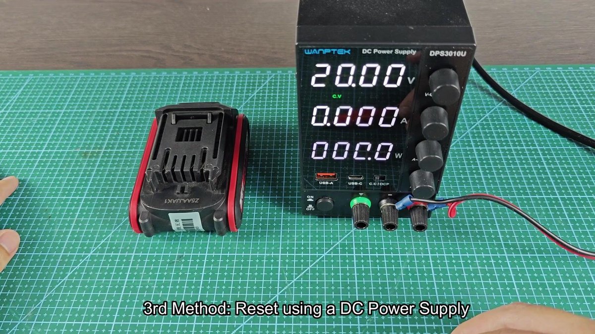 Wantek DC power supply with 20V setting displayed