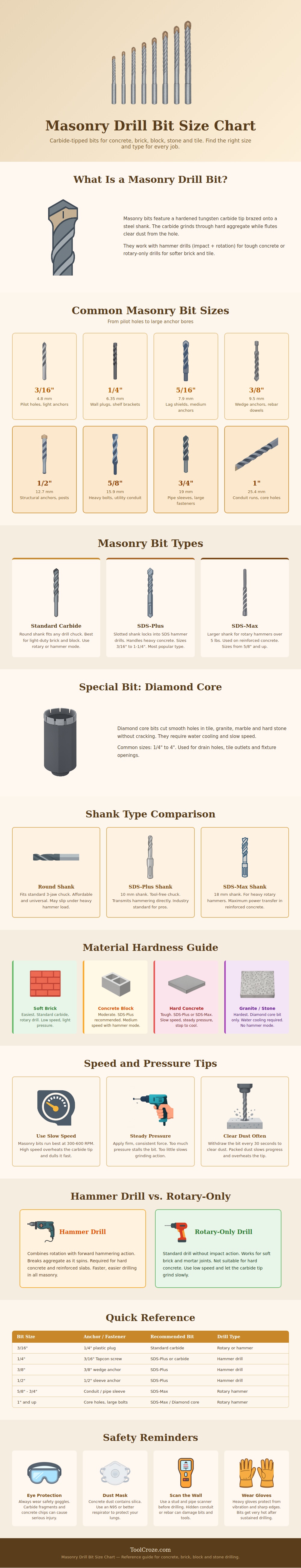 Masonry Drill Bit Size Chart