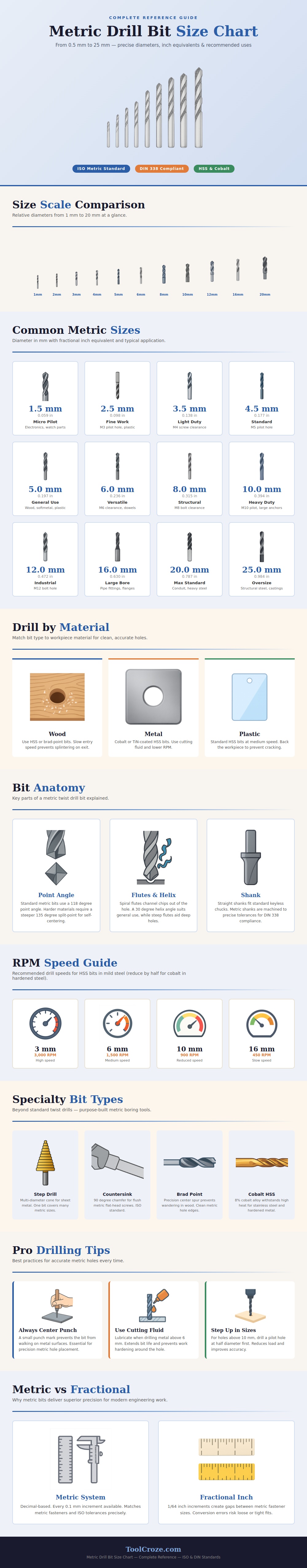 Metric Drill Bit Size Chart
