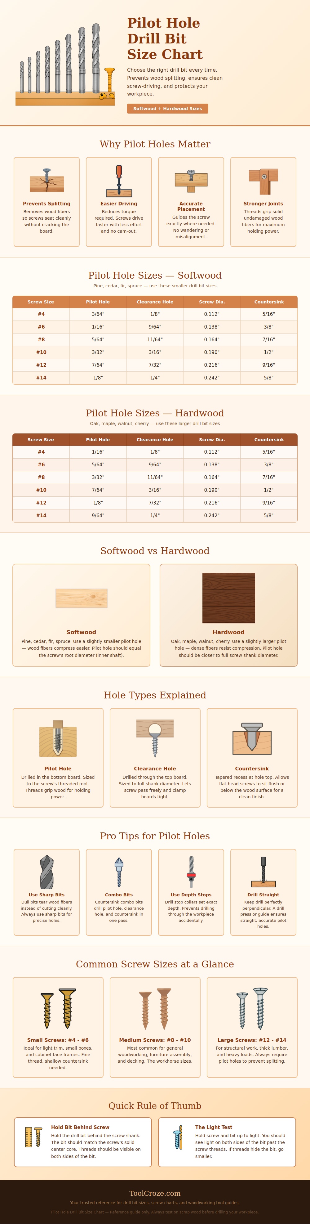 Pilot Hole Drill Bit Size Chart