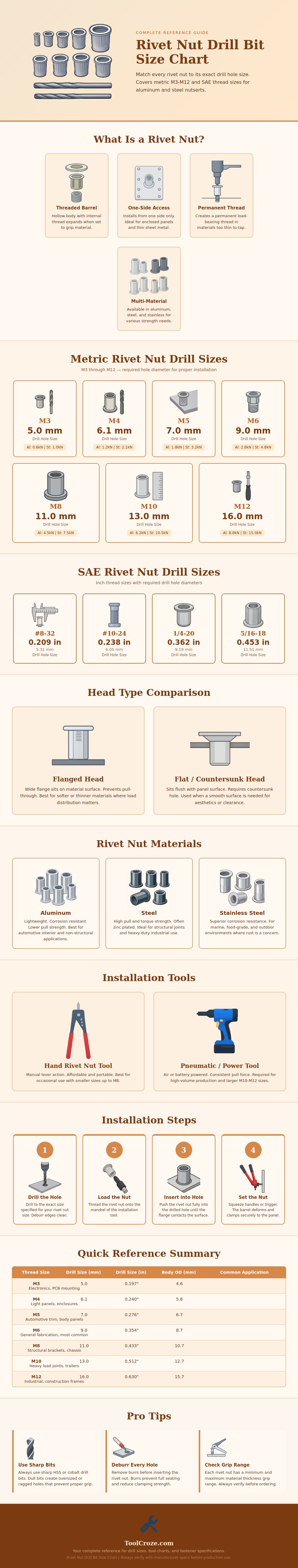 Rivet Nut Drill Bit Size Chart
