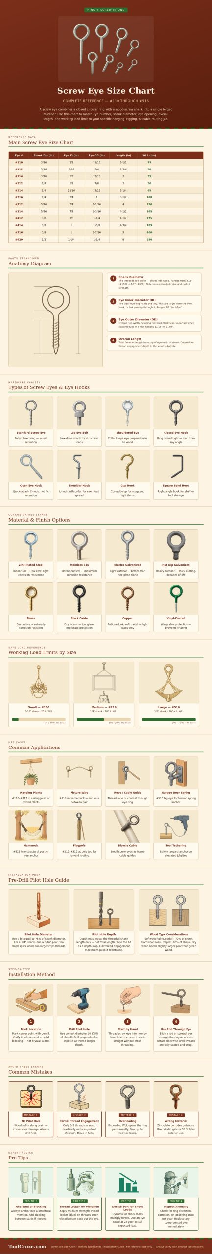 Screw Eye Size Chart