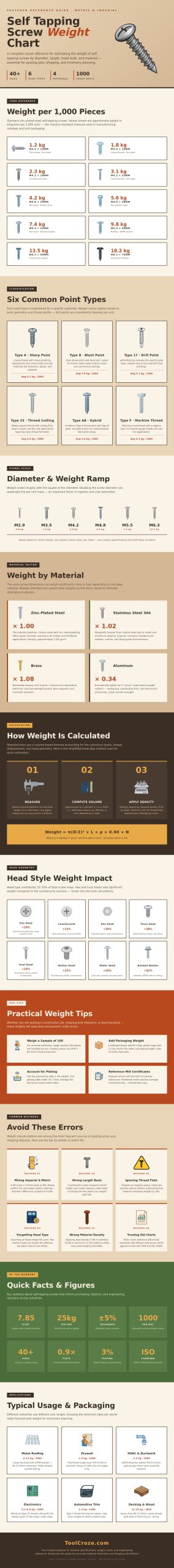 Self Tapping Screw Weight Chart