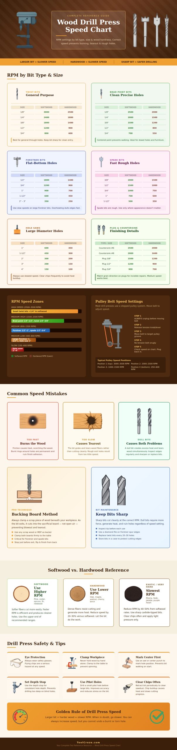 Wood Drill Press Speed Chart