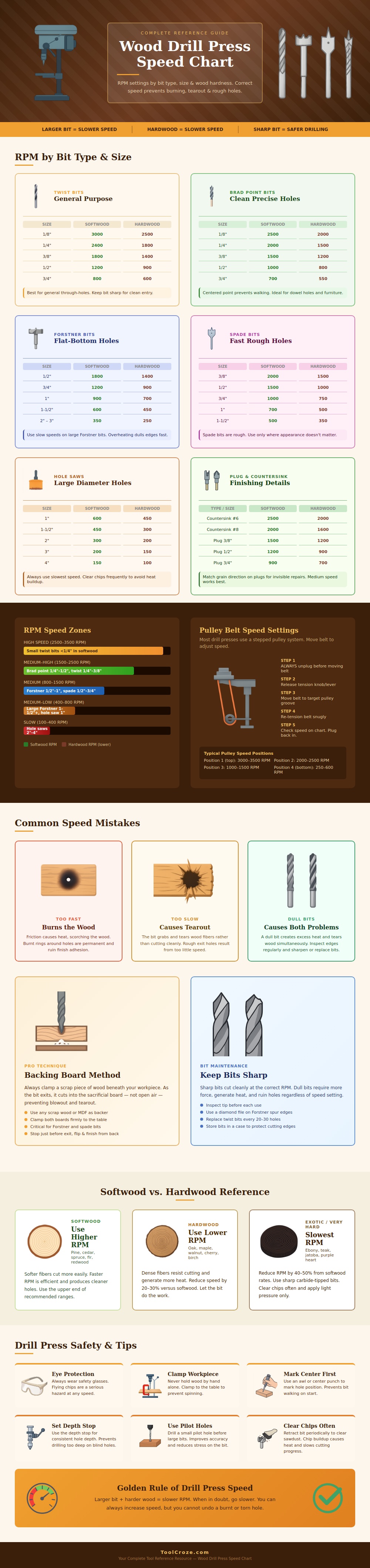 Wood Drill Press Speed Chart