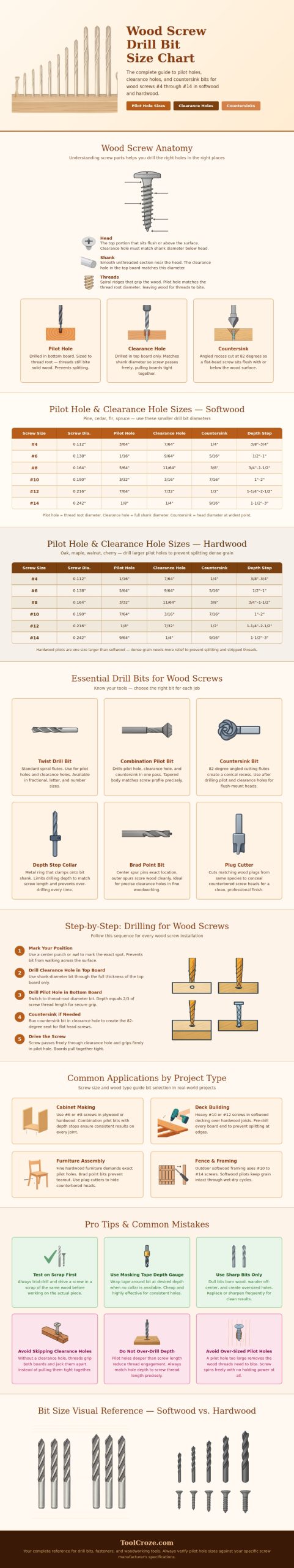 Wood Screw Drill Bit Size Chart