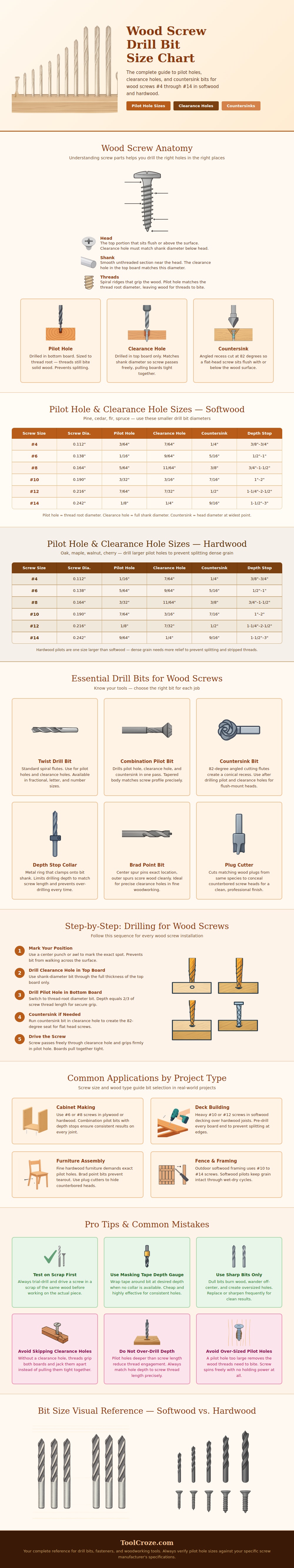 Wood Screw Drill Bit Size Chart