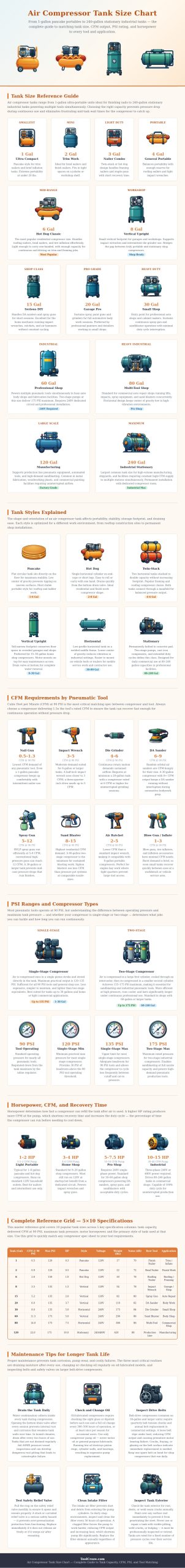 Air Compressor Tank Size Chart