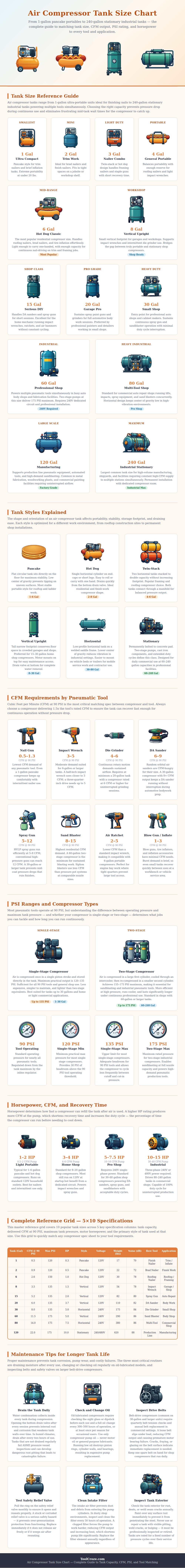 Air Compressor Tank Size Chart