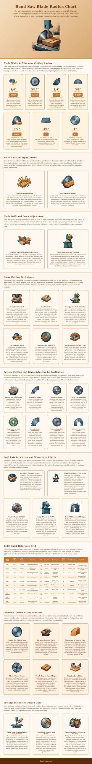 Band Saw Blade Radius Chart