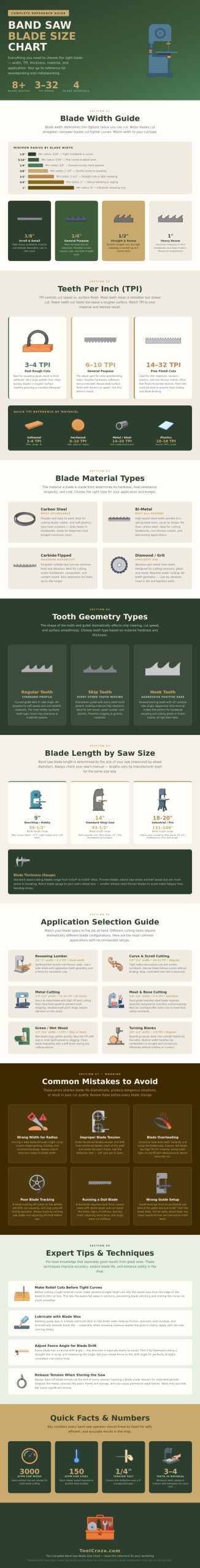 Band Saw Blade Size Chart
