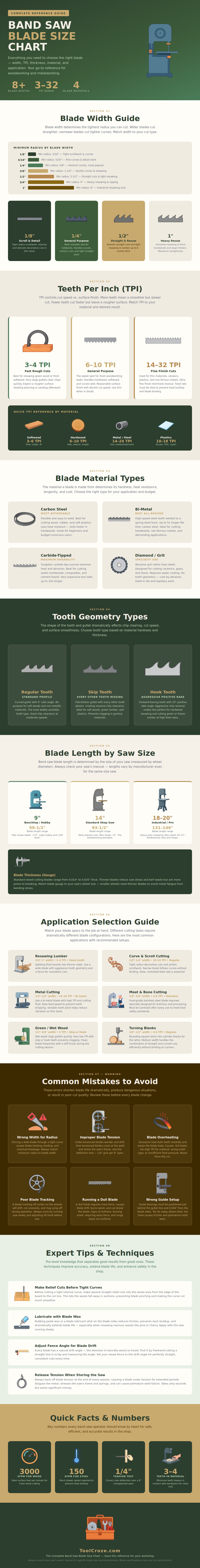 Band Saw Blade Size Chart