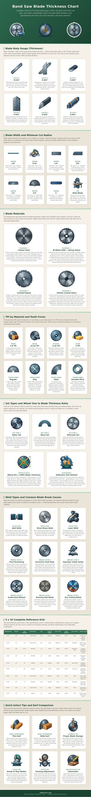 Band Saw Blade Thickness Chart
