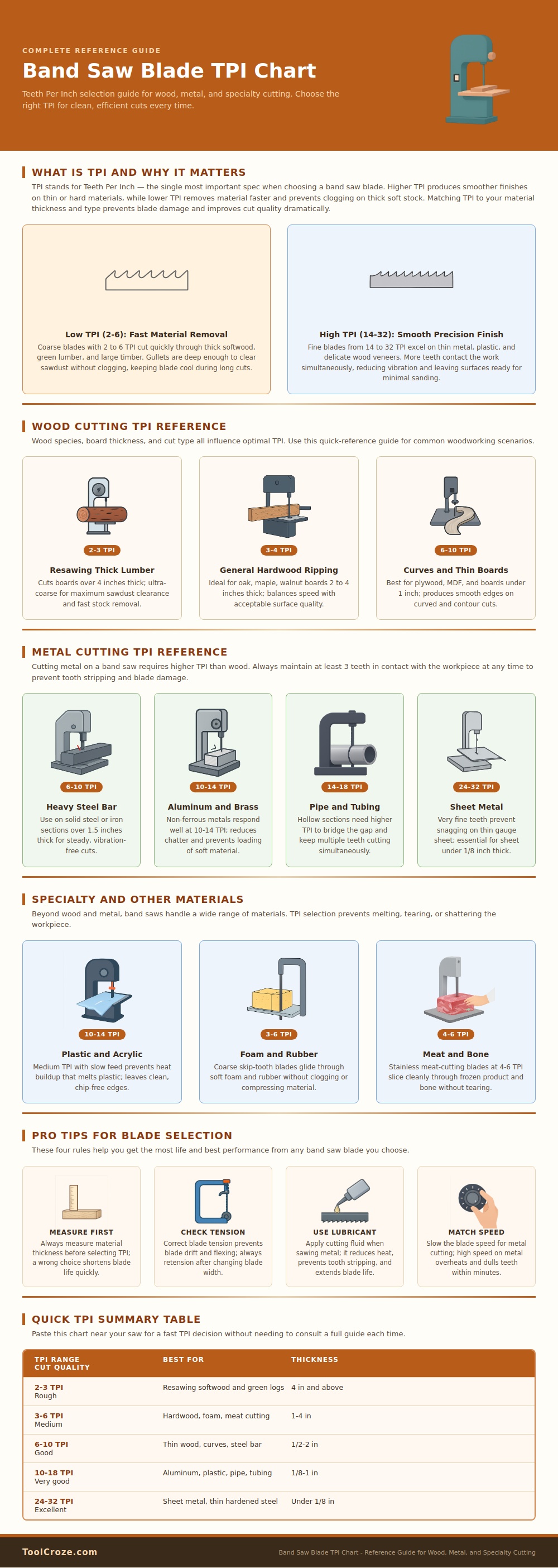 Band Saw Blade Tpi Chart