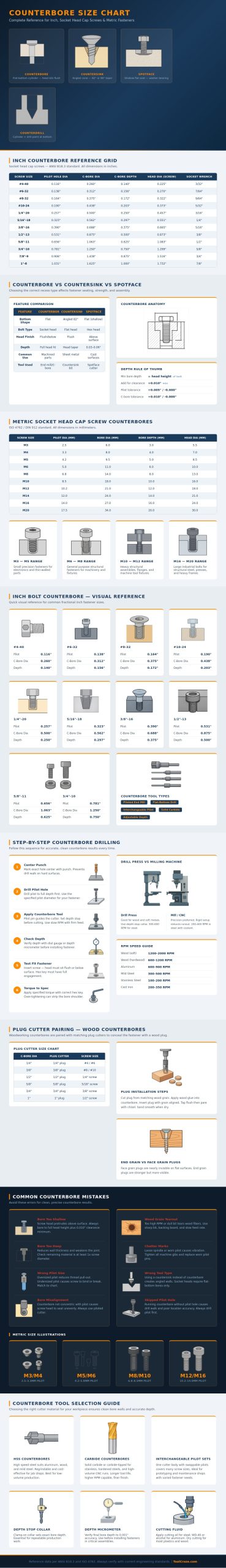 Counterbore Size Chart