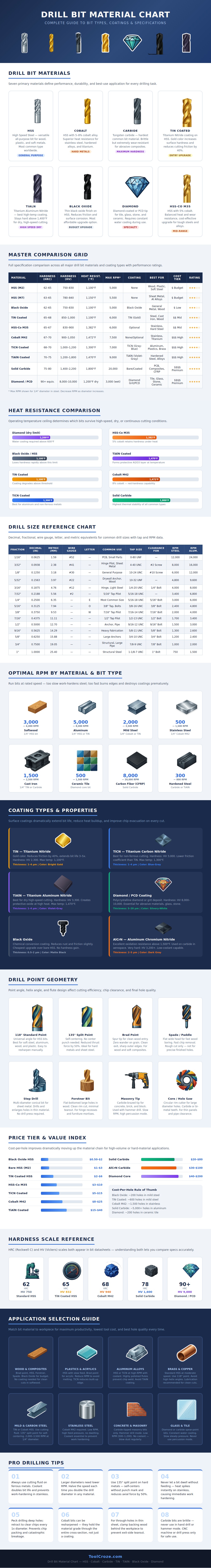 Drill Bit Material Chart