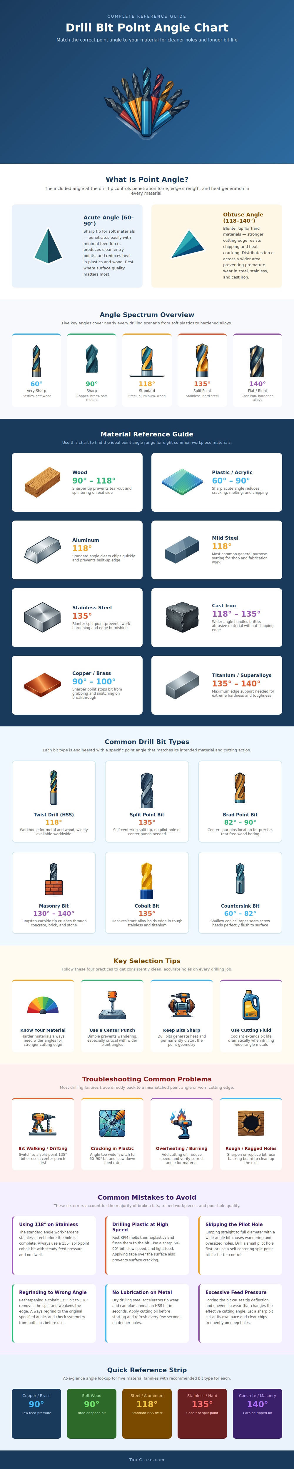 Drill Bit Point Angle Chart