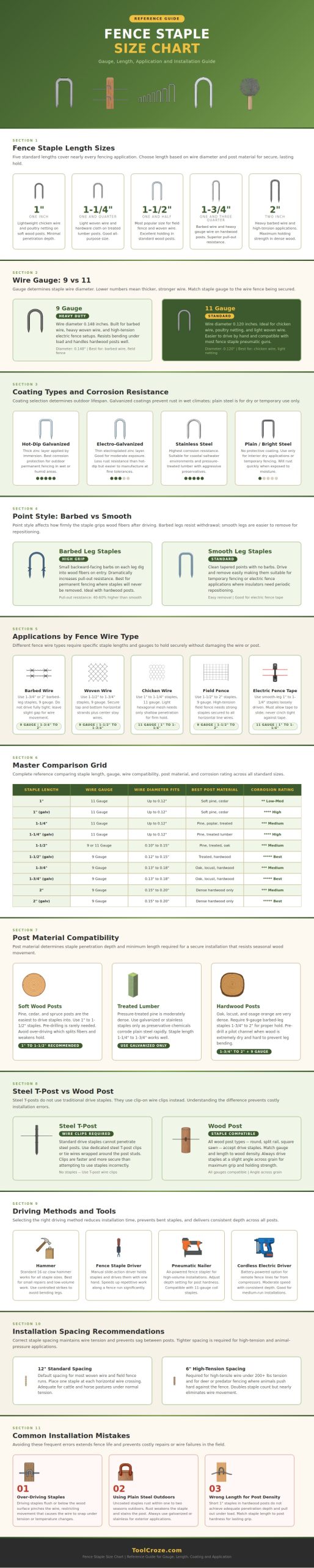 Fence Staple Size Chart
