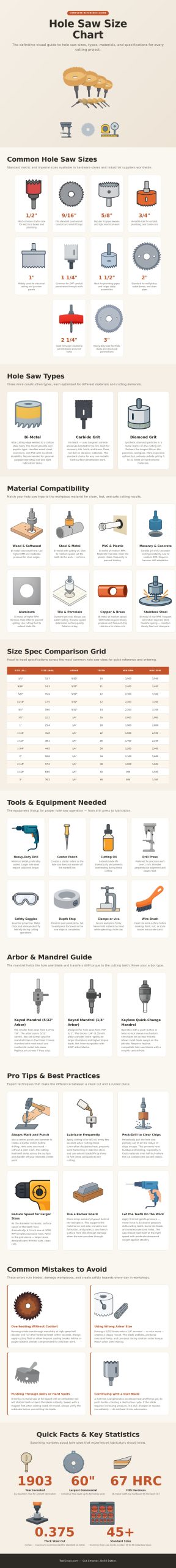 Hole Saw Size Chart