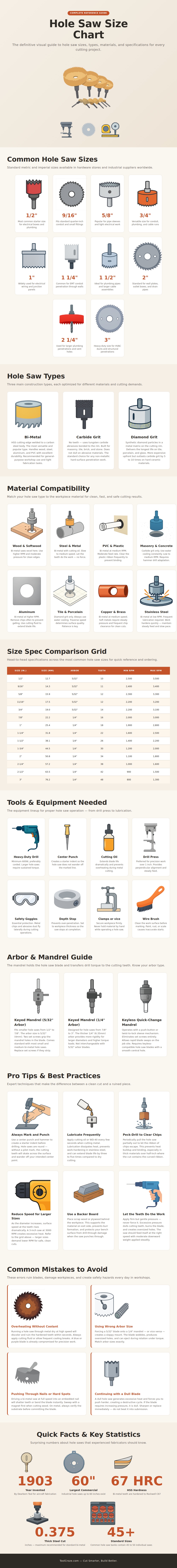 Hole Saw Size Chart
