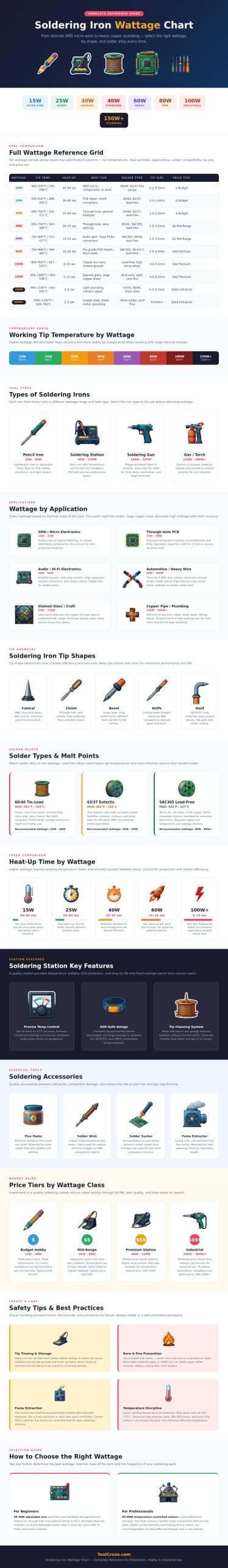 Soldering Iron Wattage Chart