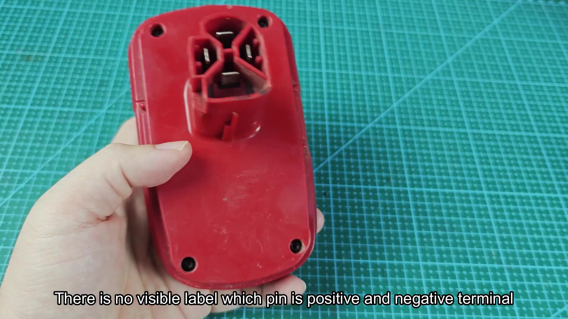 Back of red Craftsman battery pack with connector port Back of red Craftsman battery pack with connector port