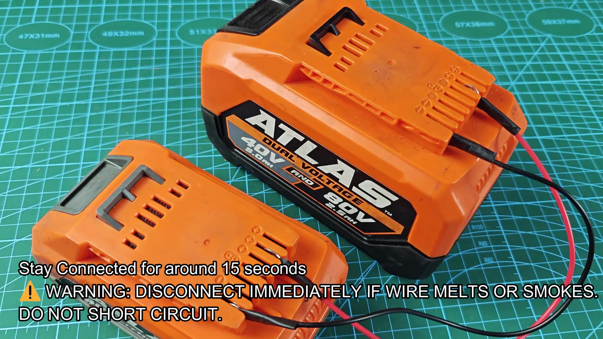 Batteries connected for fifteen seconds warning