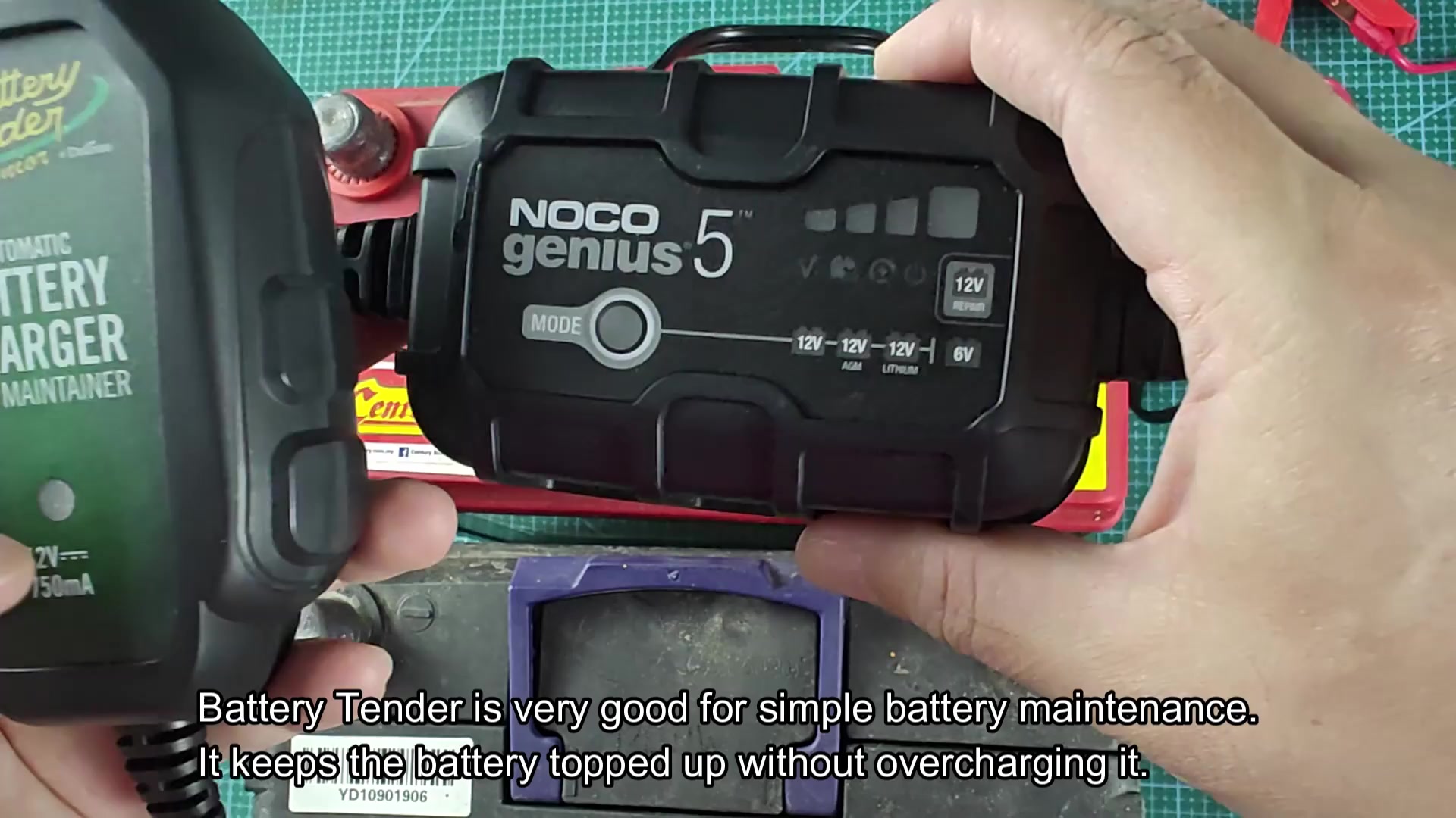 Battery Tender Junior beside NOCO Genius 5 charger Battery Tender Junior beside NOCO Genius 5 charger