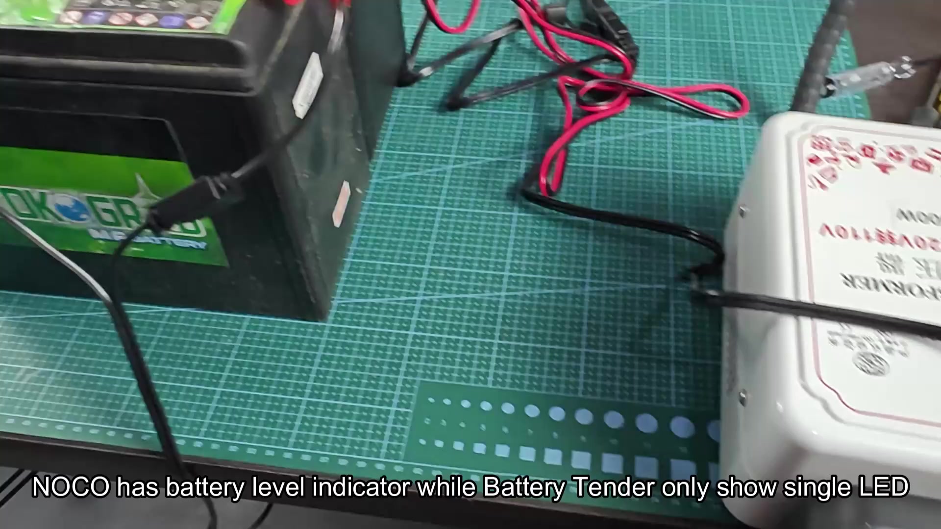 Battery Tender Junior single red LED indicator glowing Battery Tender Junior single red LED indicator glowing