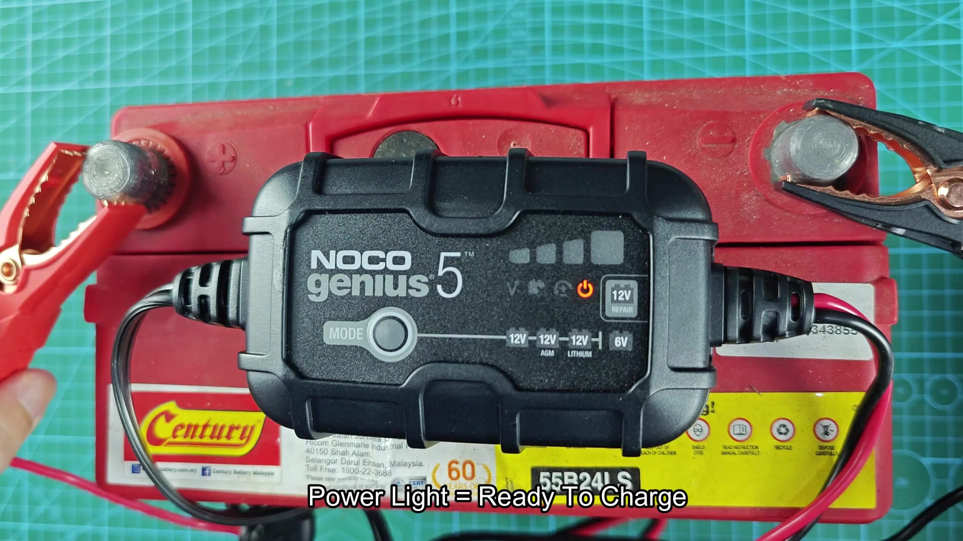 Charger connected with red indicator lit