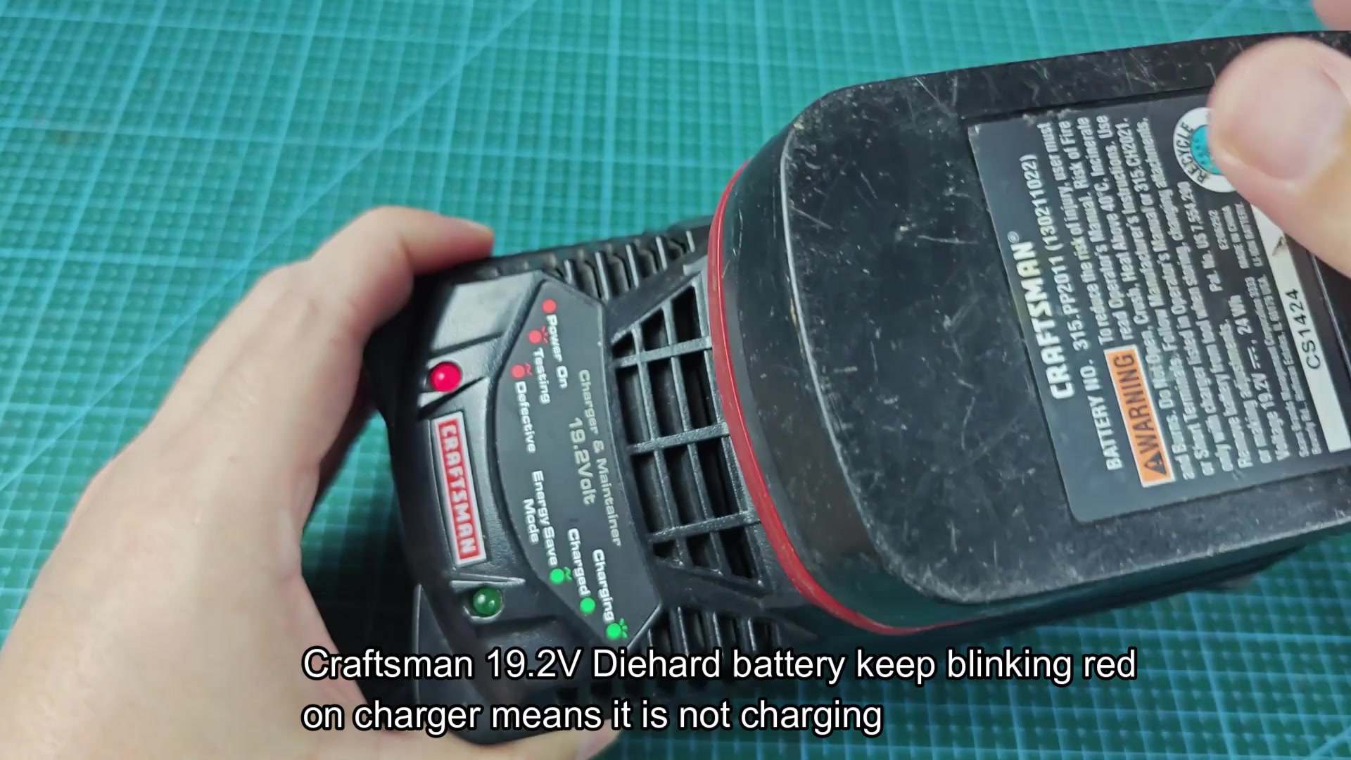Craftsman 19.2V charger with battery attached blinking red Craftsman 19.2V charger with battery attached blinking red