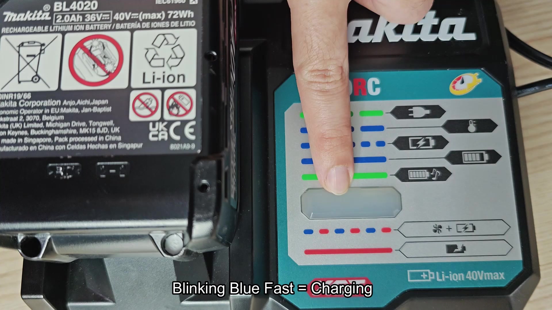 DC40RC blinking blue fast while charging DC40RC blinking blue fast while charging