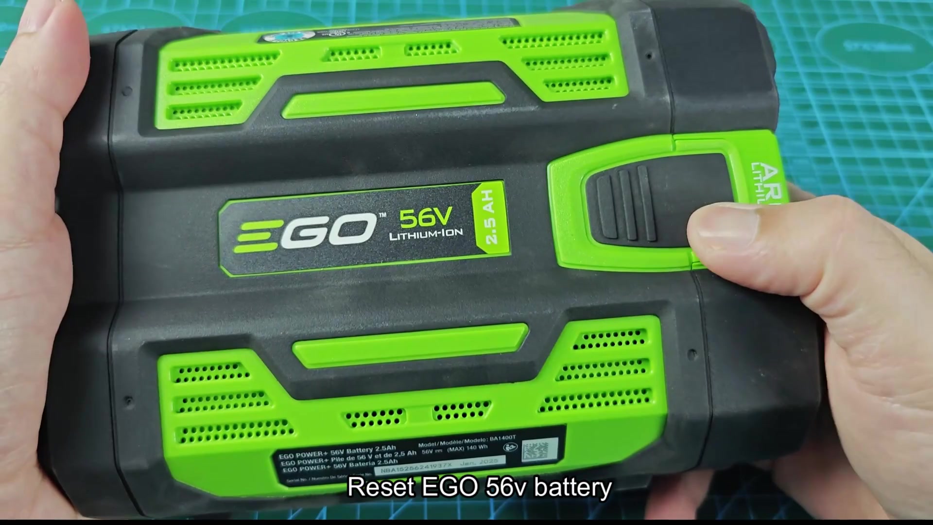EGO 56V battery label close-up