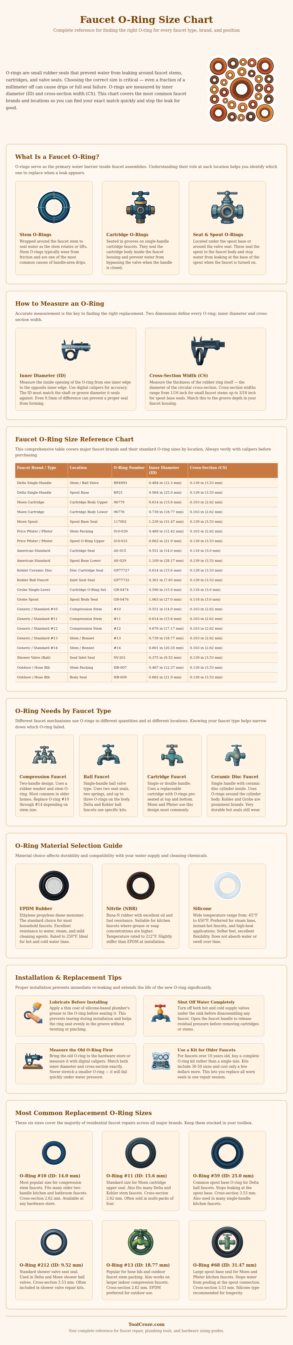 Faucet O Ring Size Chart